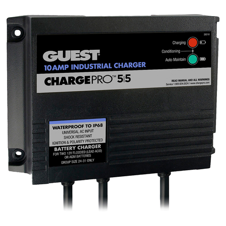 GUEST 10AMP - 12/24V 2 Bank 120V Input On-Board Battery Charger 28210